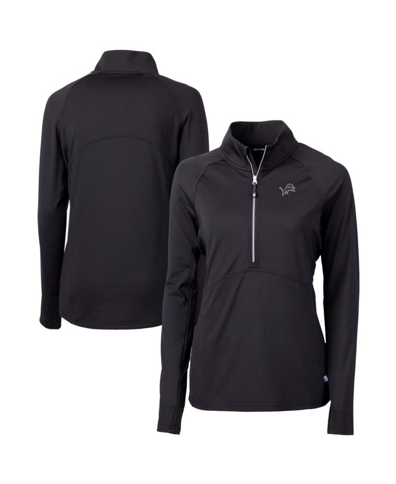 Women's Black Detroit Lions Adapt Knit Stretch Half-Zip Pullover Top