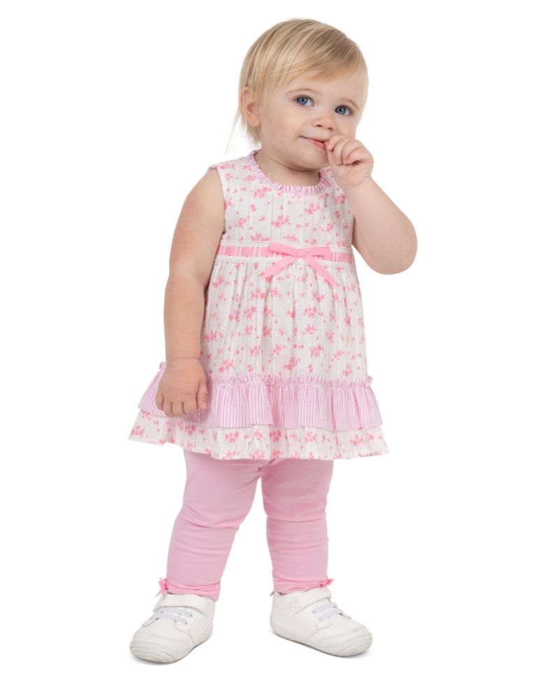 Baby Girls' Floral Crewneck Top and Pull-On Leggings, 2-Piece Set