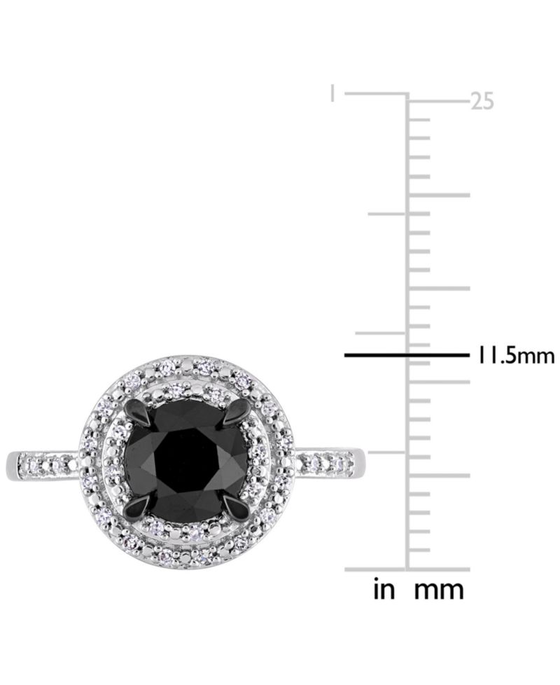 Black and White Diamond Double Halo Engagement Ring (1-5/8 ct. t.w.) in 14K White or Rose Gold