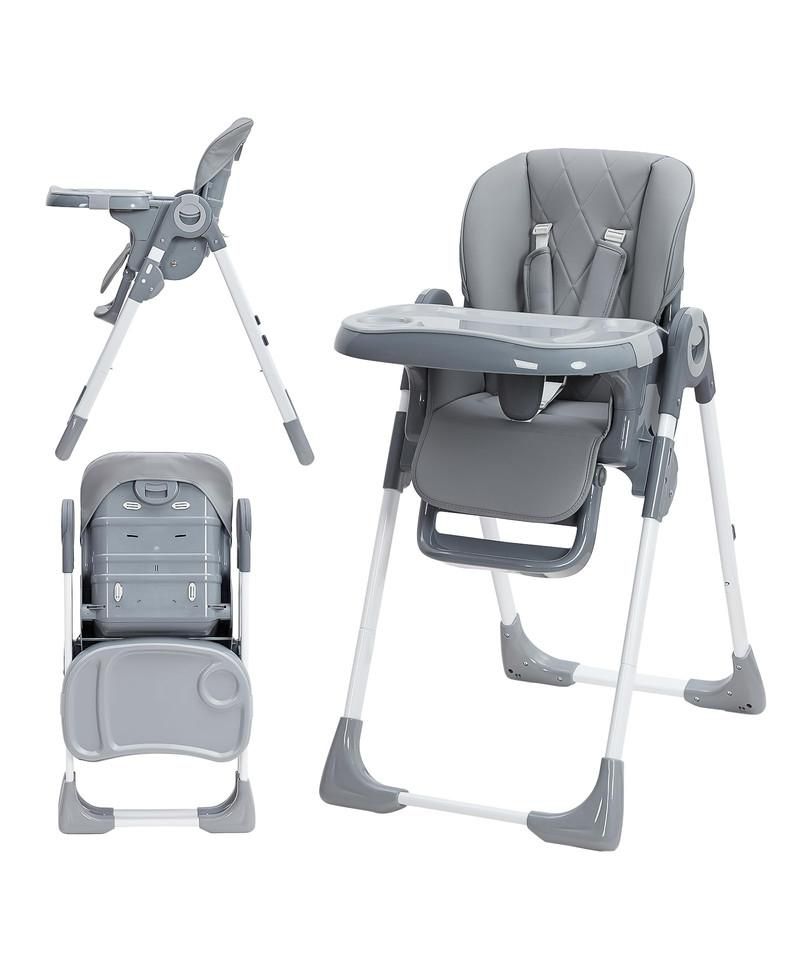 1 Pc Foldable with Removable Tray, Adjustable Height & Recline Easy-Clean Baby High Chair