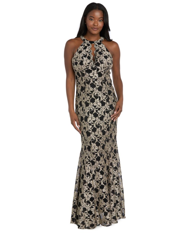 Women's Long Lace Scalloped Bodice Dress