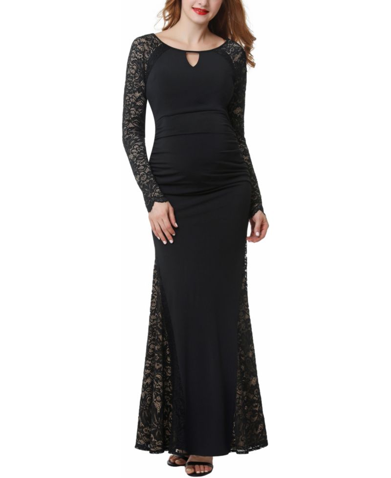 Women's Lace Trim Mermaid Maxi Dress