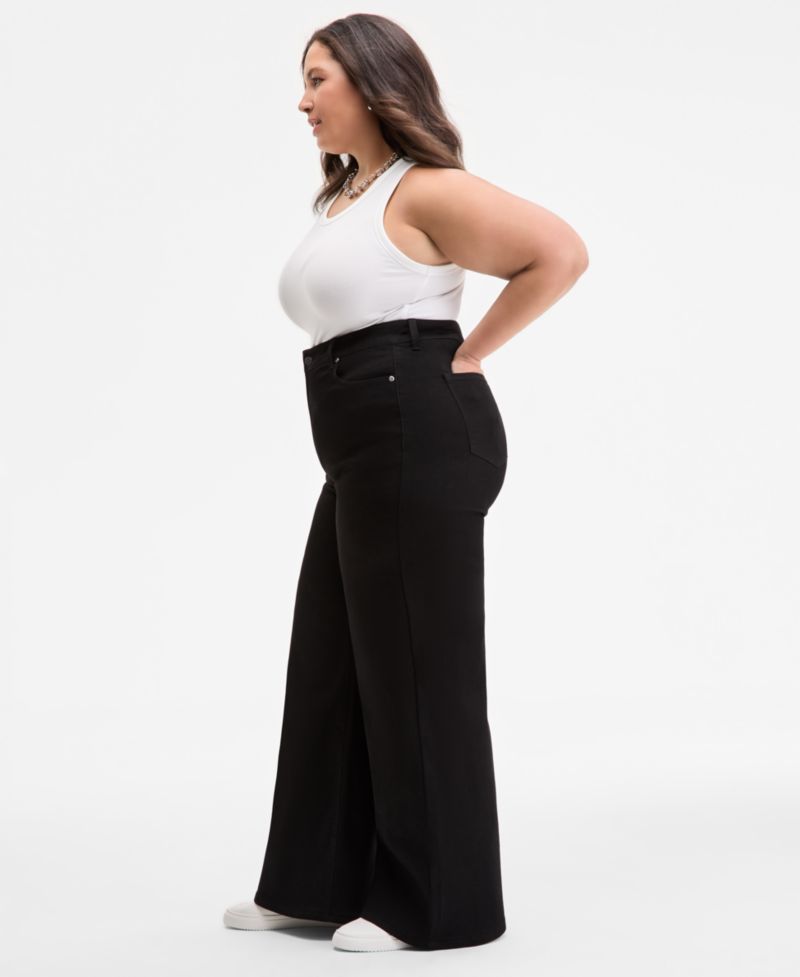 Trendy Plus Size High-Rise Wide-Leg Jeans