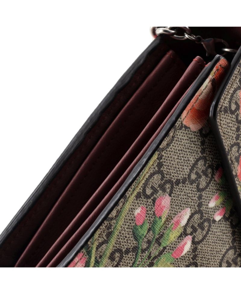 Small Dionysus Chain Wallet Blooms Print GG Coated Canvas