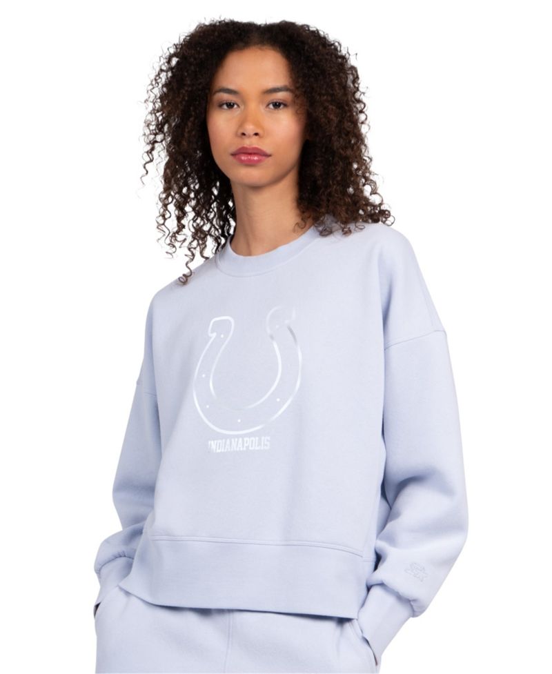 Women's Light Blue Indianapolis Colts Travel Pastels Boxy Fleece Sweatshirt