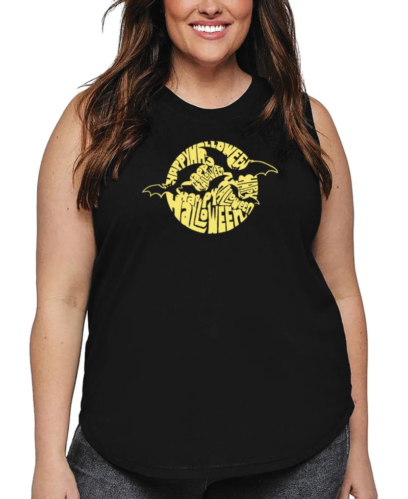 Plus Size Halloween Bats Word Art Tank Top