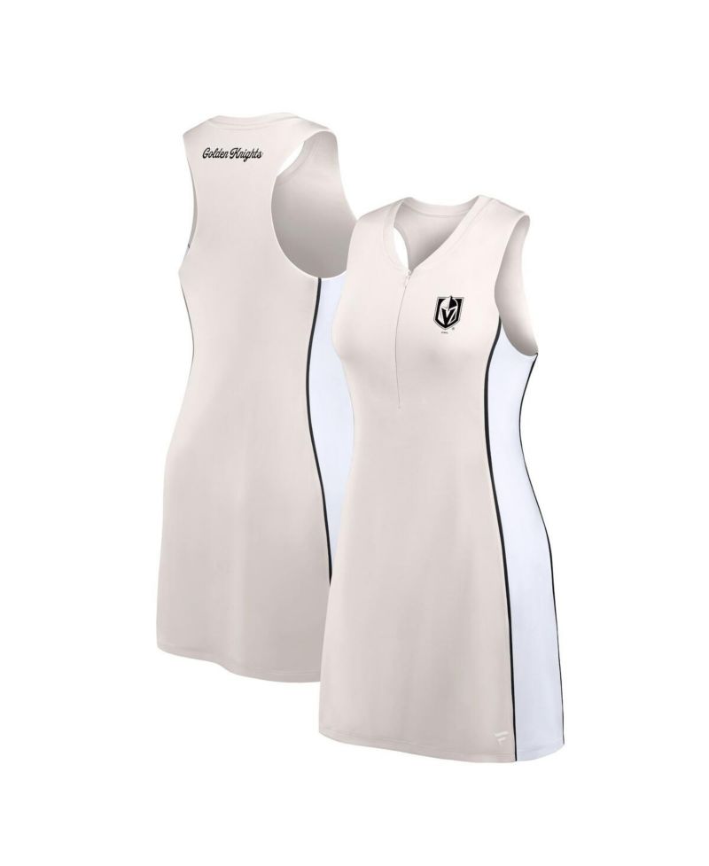 Women's Tan Vegas Golden Knights Studio Boost Athletic Half-Zip Dress