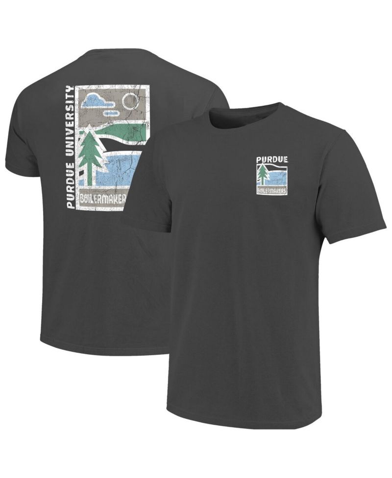 Men's Graphite Purdue Boilermakers Comfort Colors Minimal Vista Distressed Graphics T-Shirt