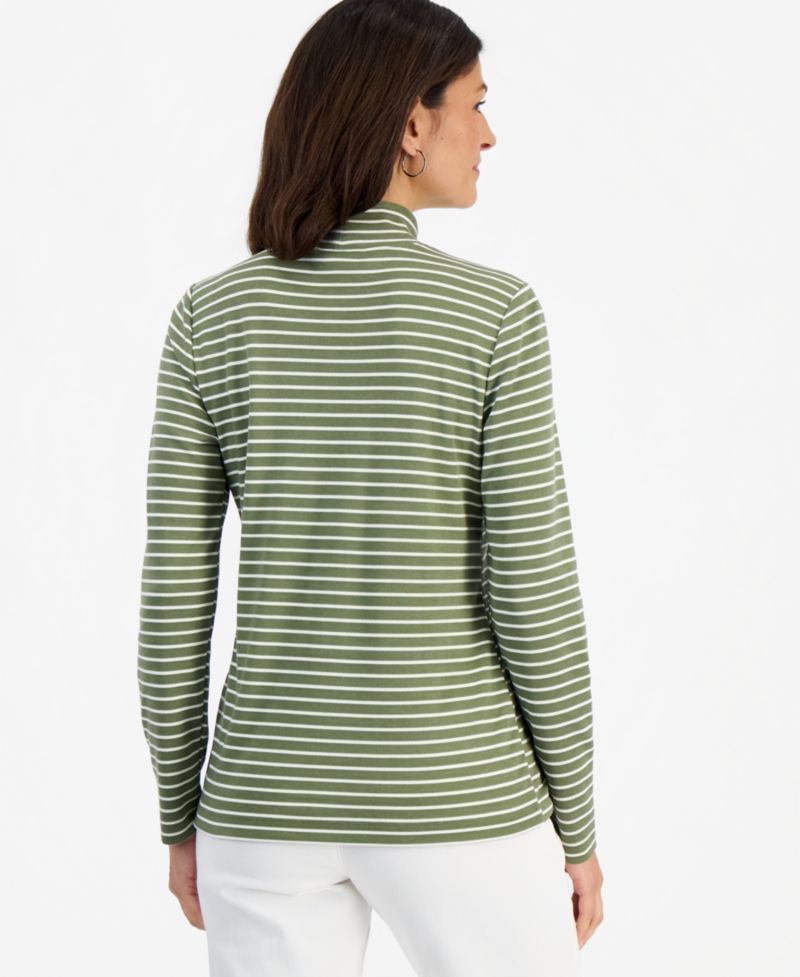Petite Printed Mock-Neck Long-Sleeve Tee