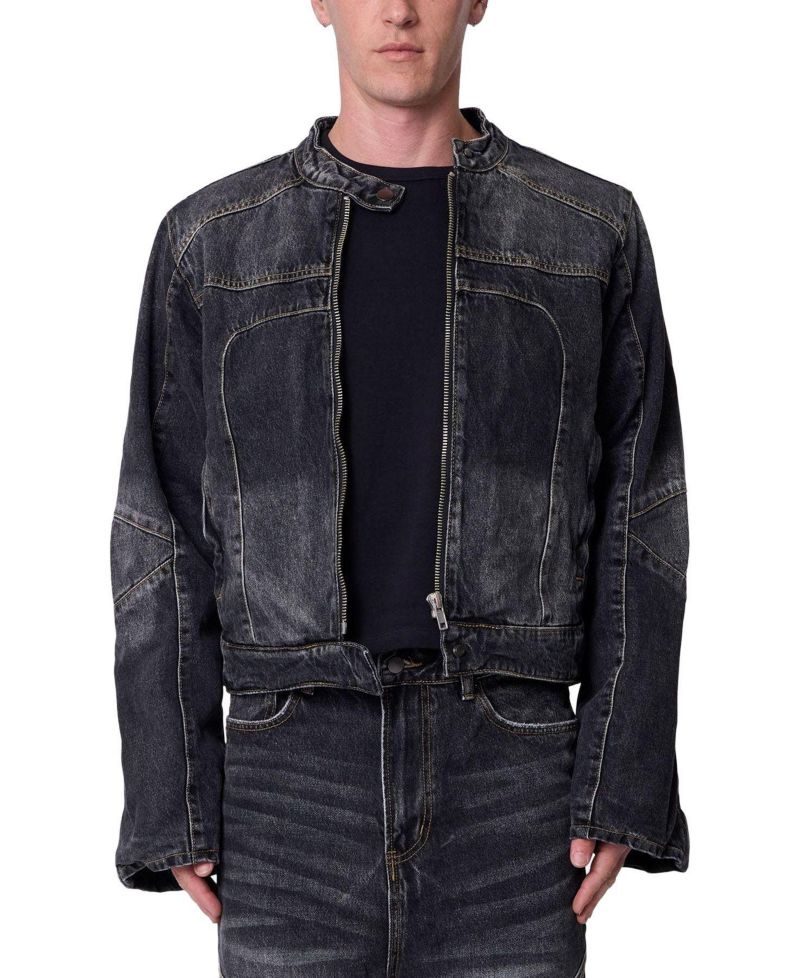 Men's Panelled Moto Denim Jacket