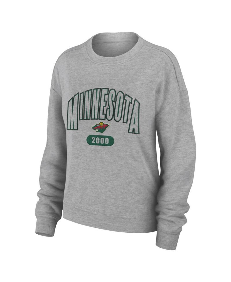 Women's Heather Gray Minnesota Wild Knit Long Sleeve Tri-Blend T-shirt and Pants Sleep Set