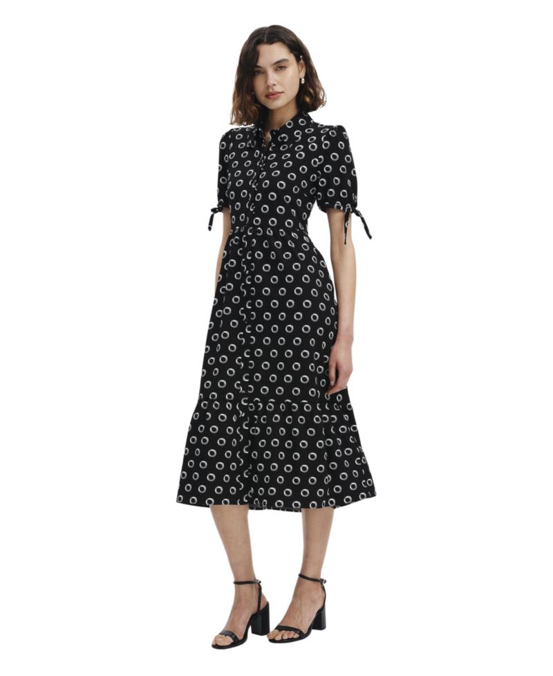 Women's Estee Tiered Polka-Dot Print Midi Shirt Dress