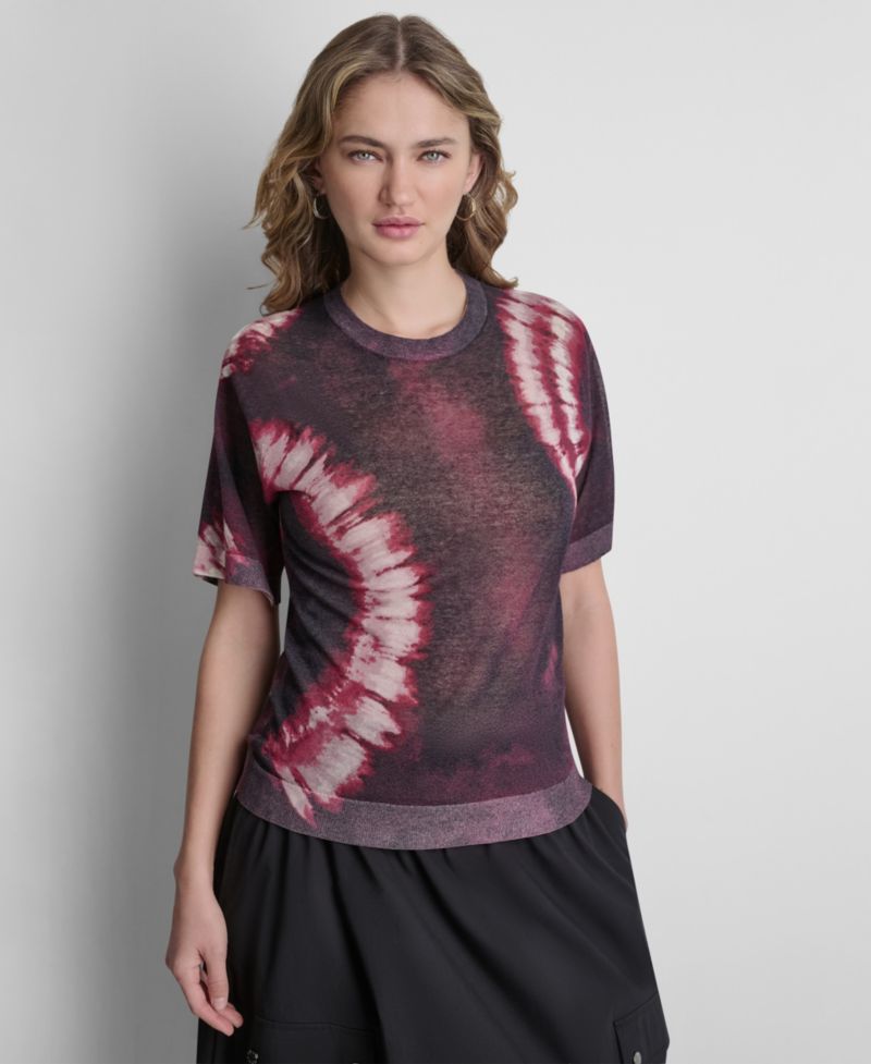 Women's Printed Short-Sleeve Sweater