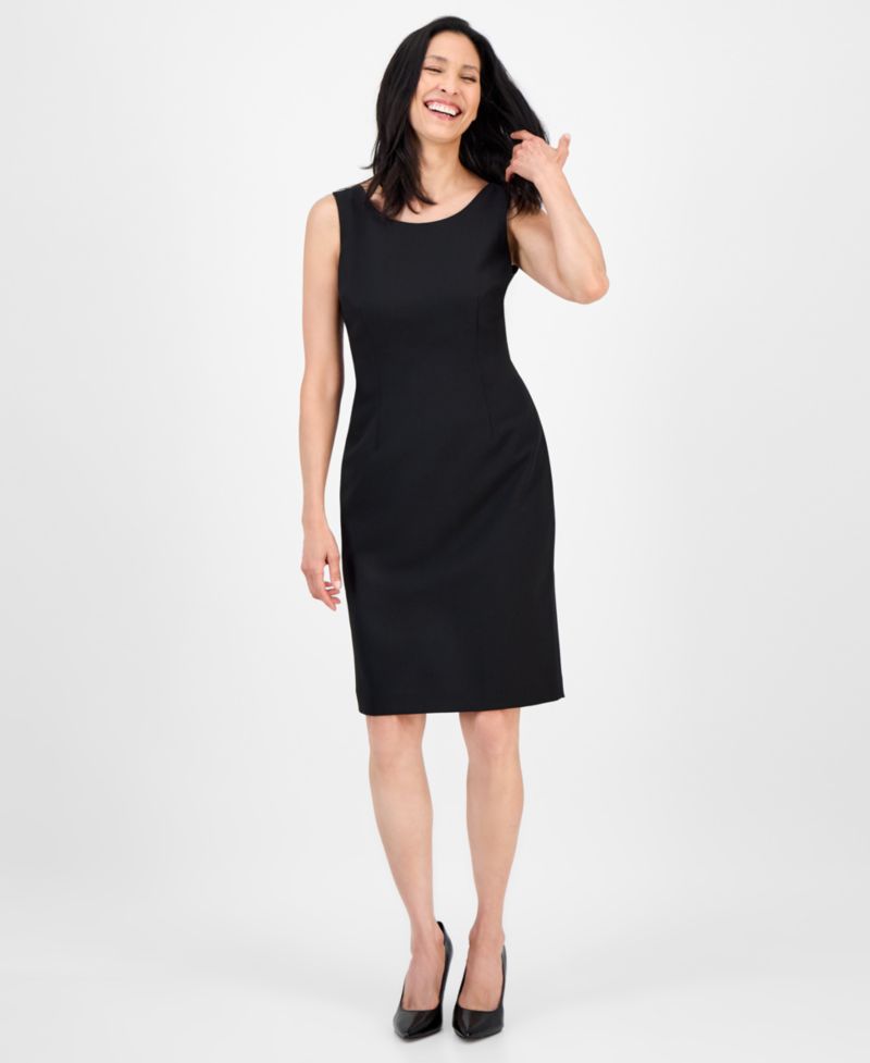 Women's Houndstooth Topper Jacket & Sleeveless 2 Piece Dress Suit
