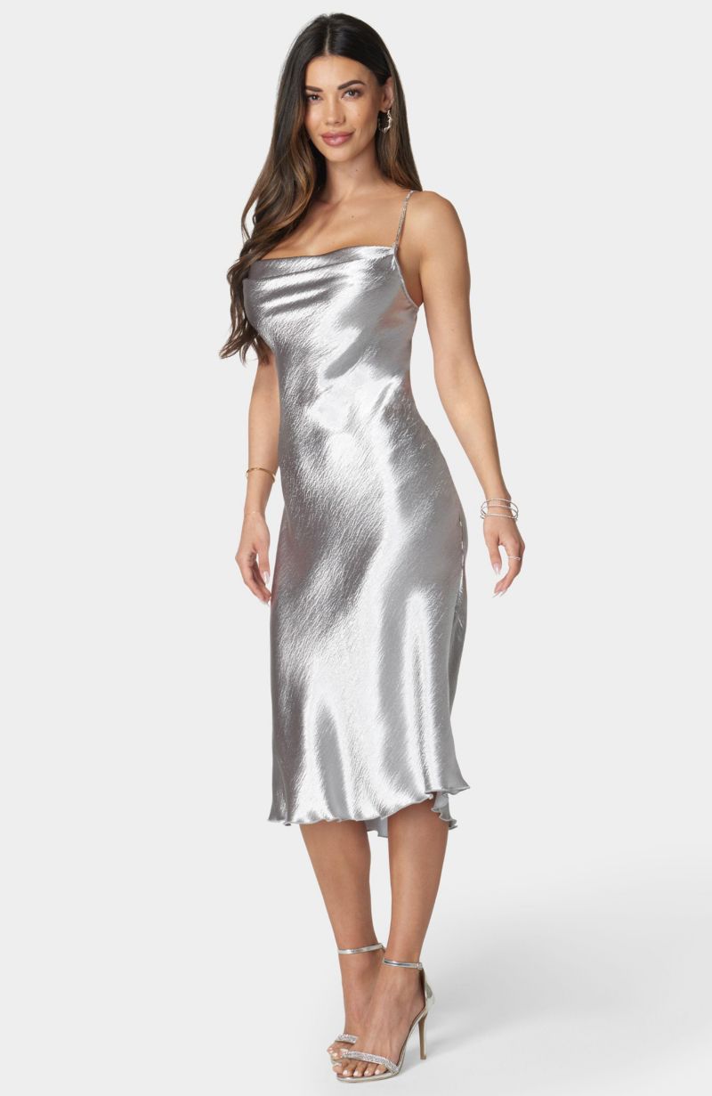 Women's Hammered Satin Rhinestone Dress