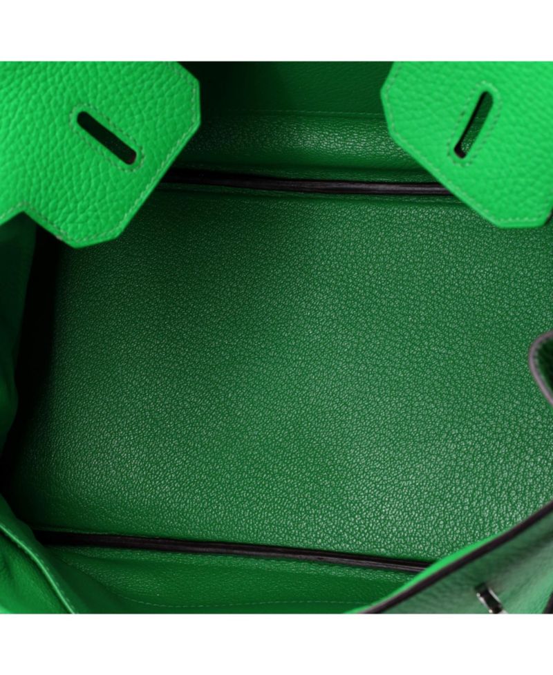 Birkin 30 Handbag Green Clemence with Palladium Hardware