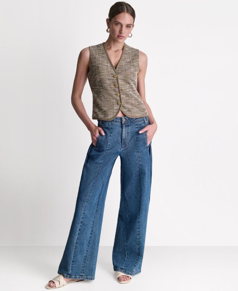 Women's Wide-Leg Loose-Fit Seamed Jeans