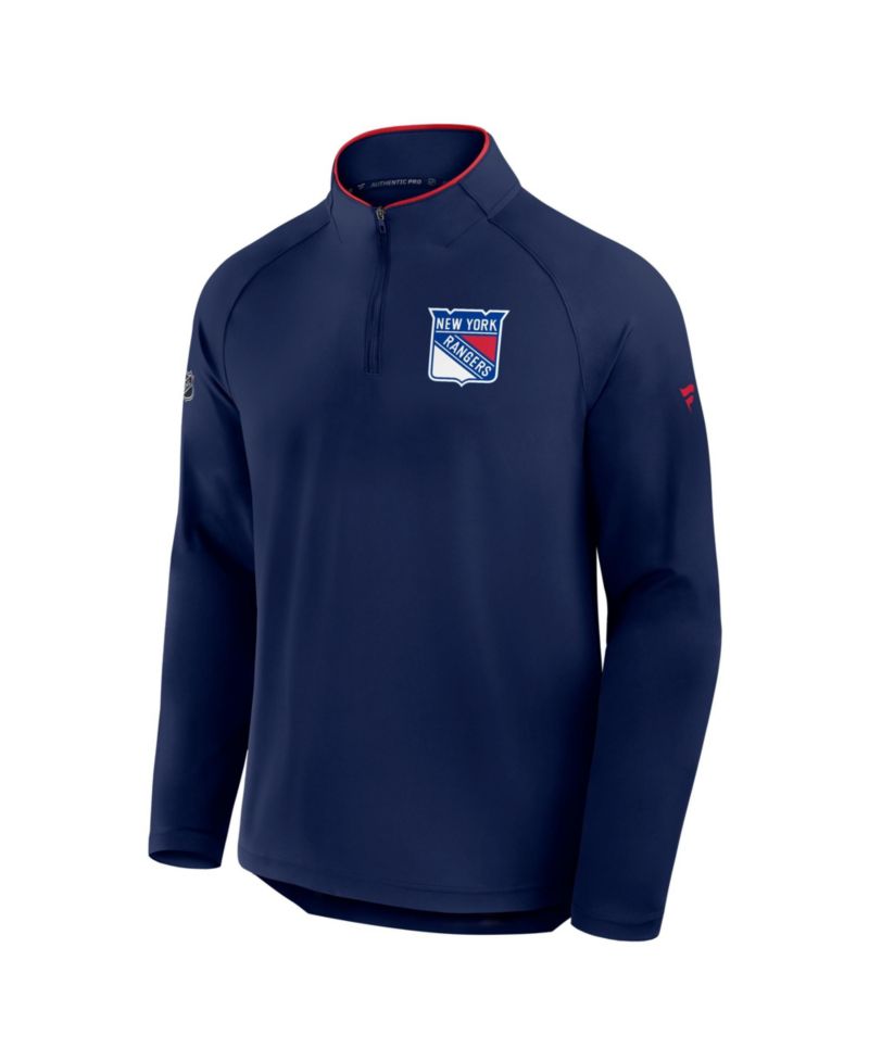 Men's Navy New York Rangers Authentic Pro Rink Raglan Lightweight Quarter-Zip Pullover