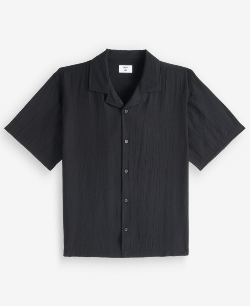 Men's Short-Sleeve Relaxed-Fit Crinkled Shirt