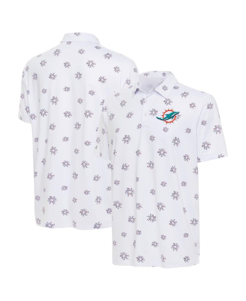 Men's White Miami Dolphins Fireworks Polo Shirt