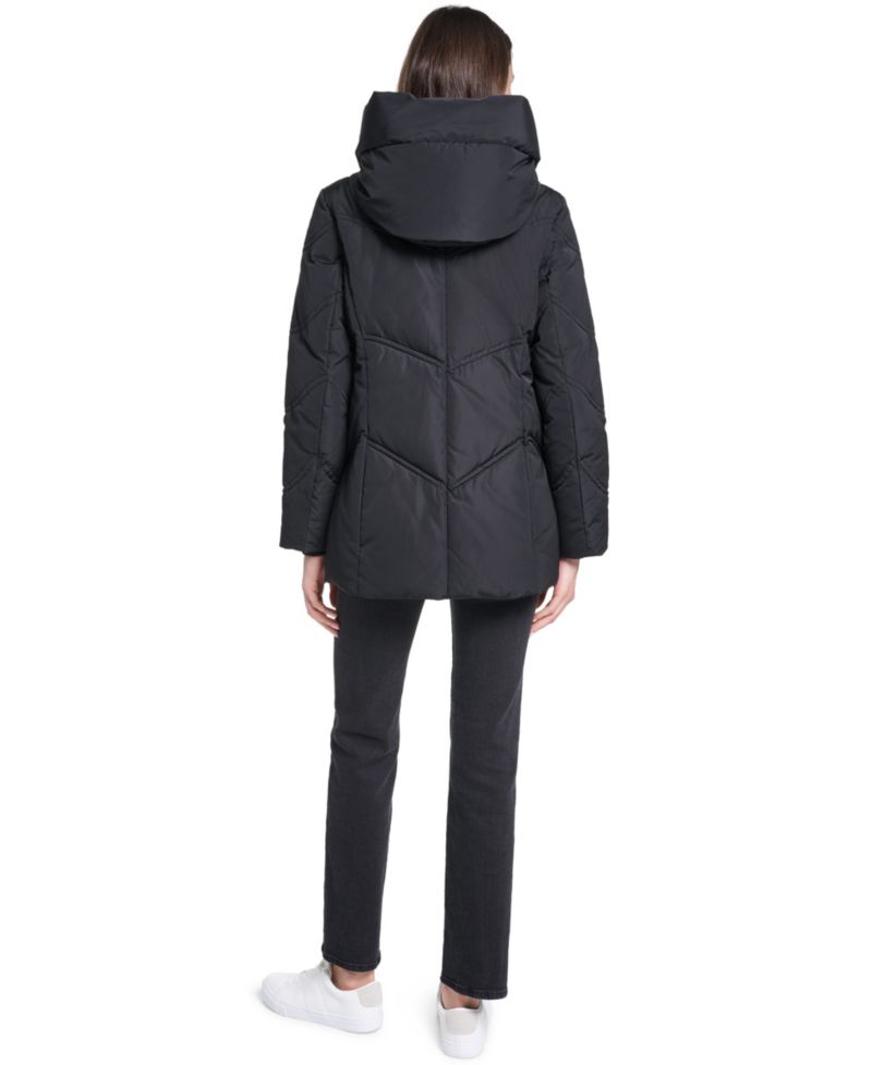 Women's Hooded Chevron-Quilted Puffer Jacket