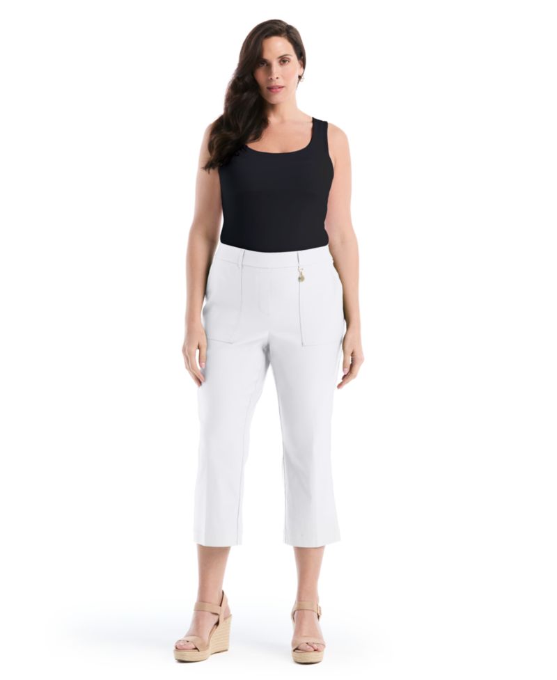 Plus Size Porkchop Pocket Kick Flare Capri Pants