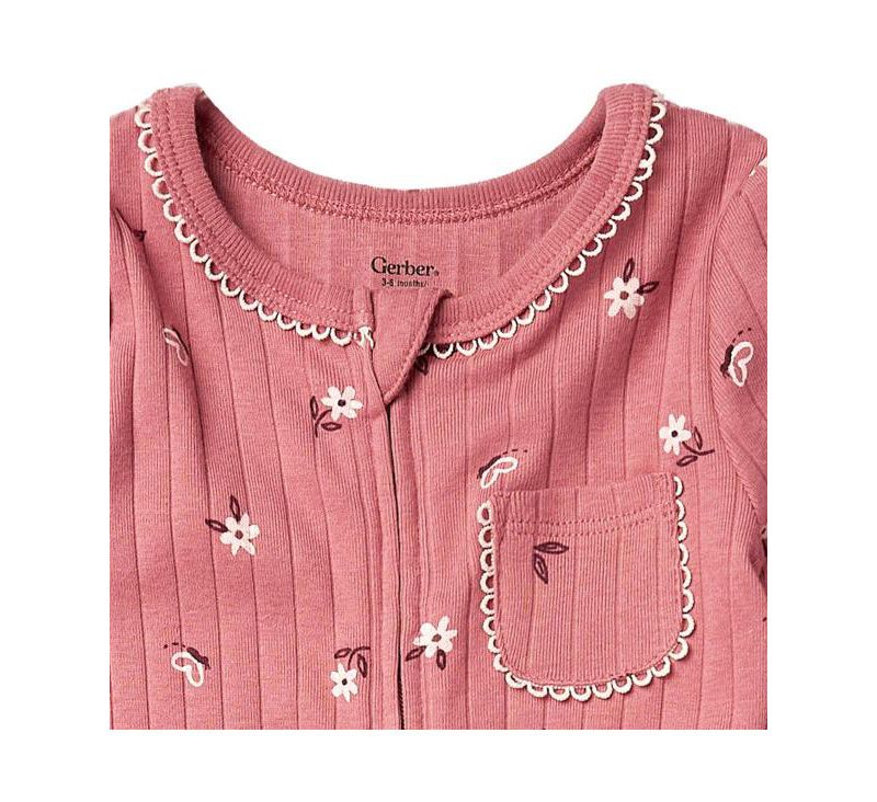 Baby Girls' Long-Sleeve 2-Way Zipper Ribbed Romper