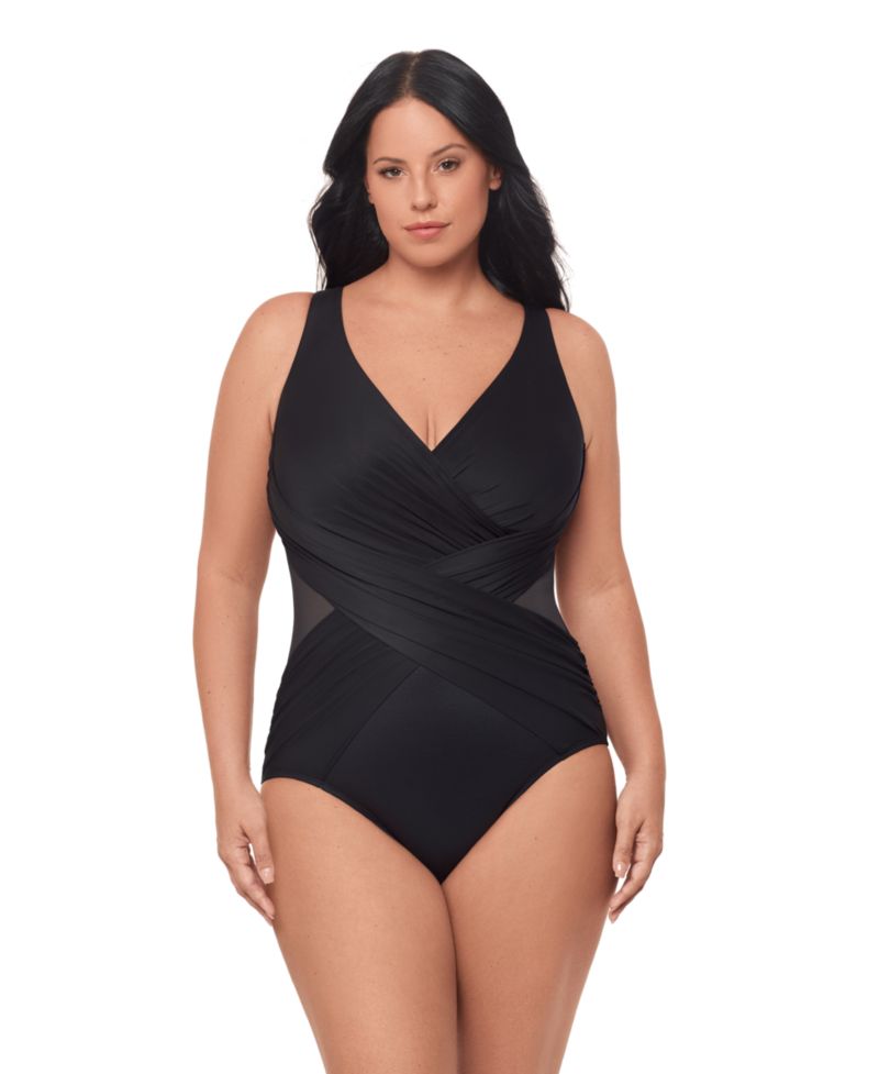 Women's Plus Illusionists Crossover Tummy Control One-Piece Swimsuit