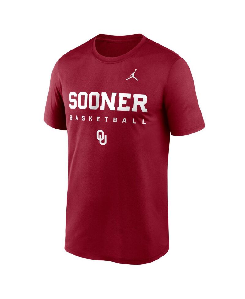 Men's Crimson Oklahoma Sooners 2025 Courtside Basketball Legend Dri-FIT T-Shirt