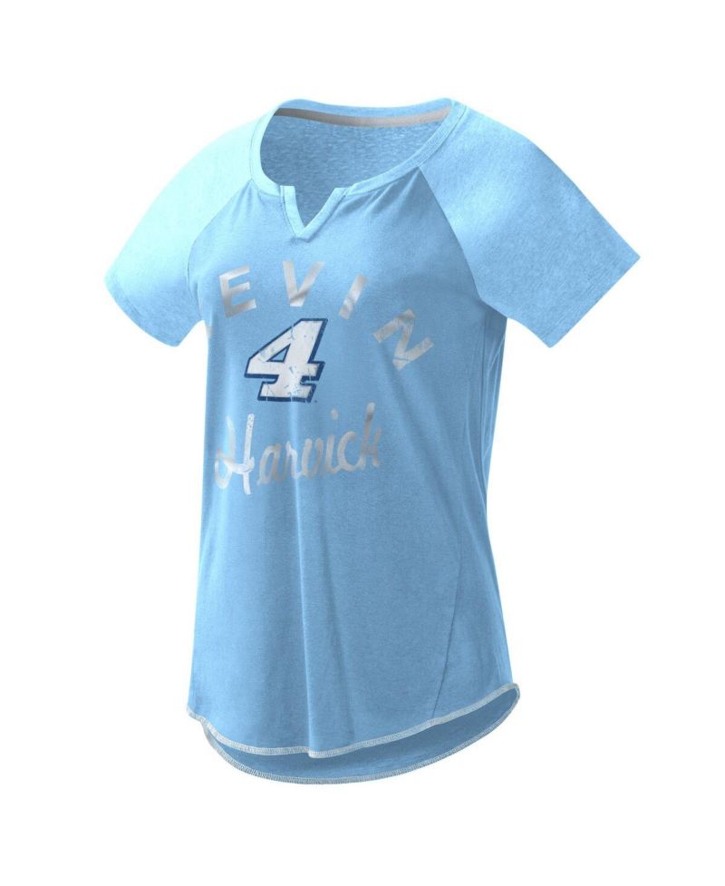 Women's Light Blue Kevin Harvick Grand Slam Tri-Blend Notch V-Neck T-shirt