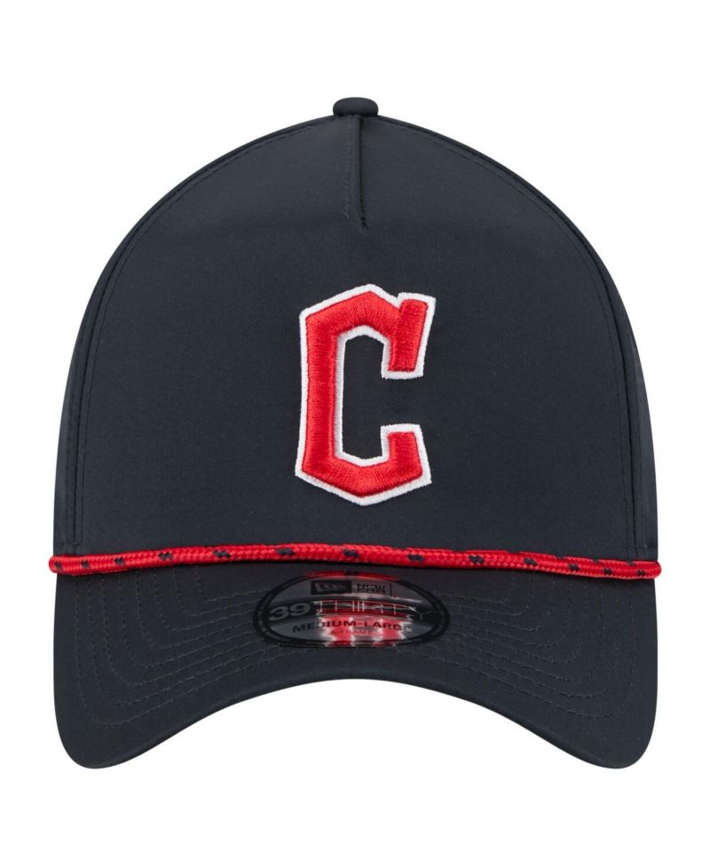 Men's Navy Cleveland Guardians 39THIRTY A-Frame Perforated Flex Hat