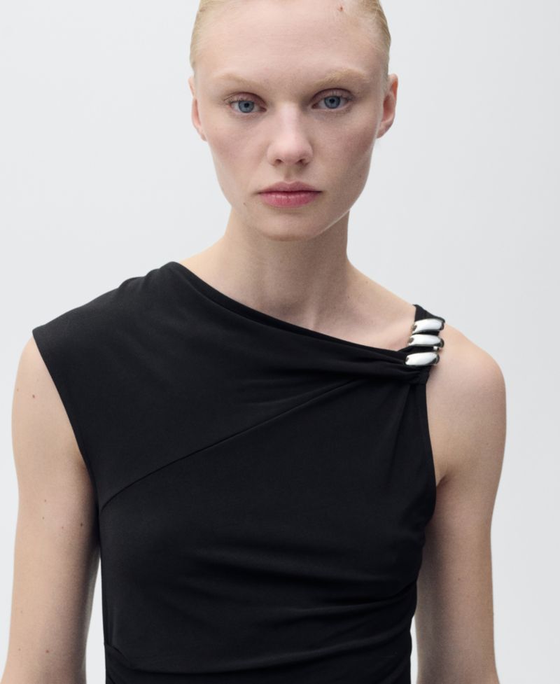 Women's Metallic Applique Asymmetrical Top