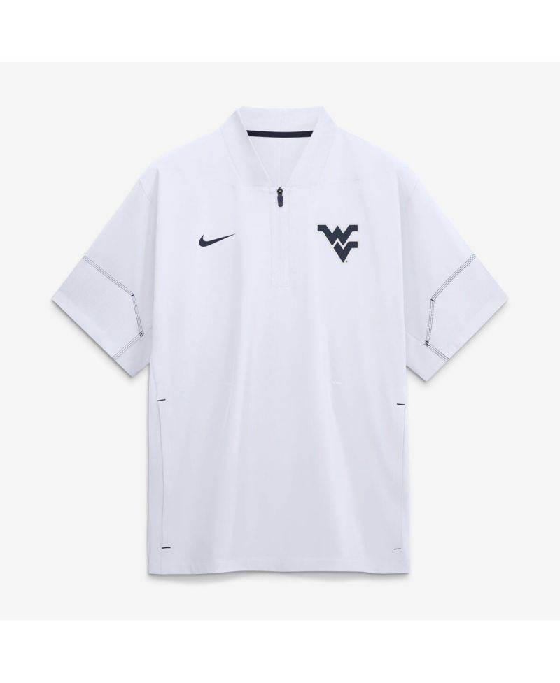 Men's White West Virginia Mountaineers 2026 Sideline Short Sleeve Quarter-Zip Coach Jacket