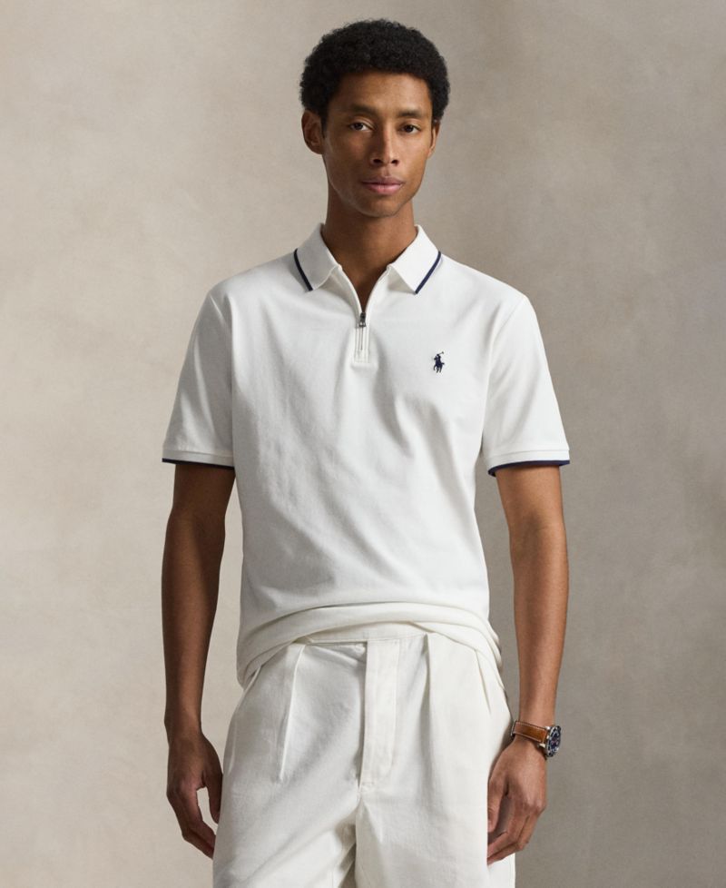 Men's Classic-Fit Stretch Mesh Zip Polo Shirt