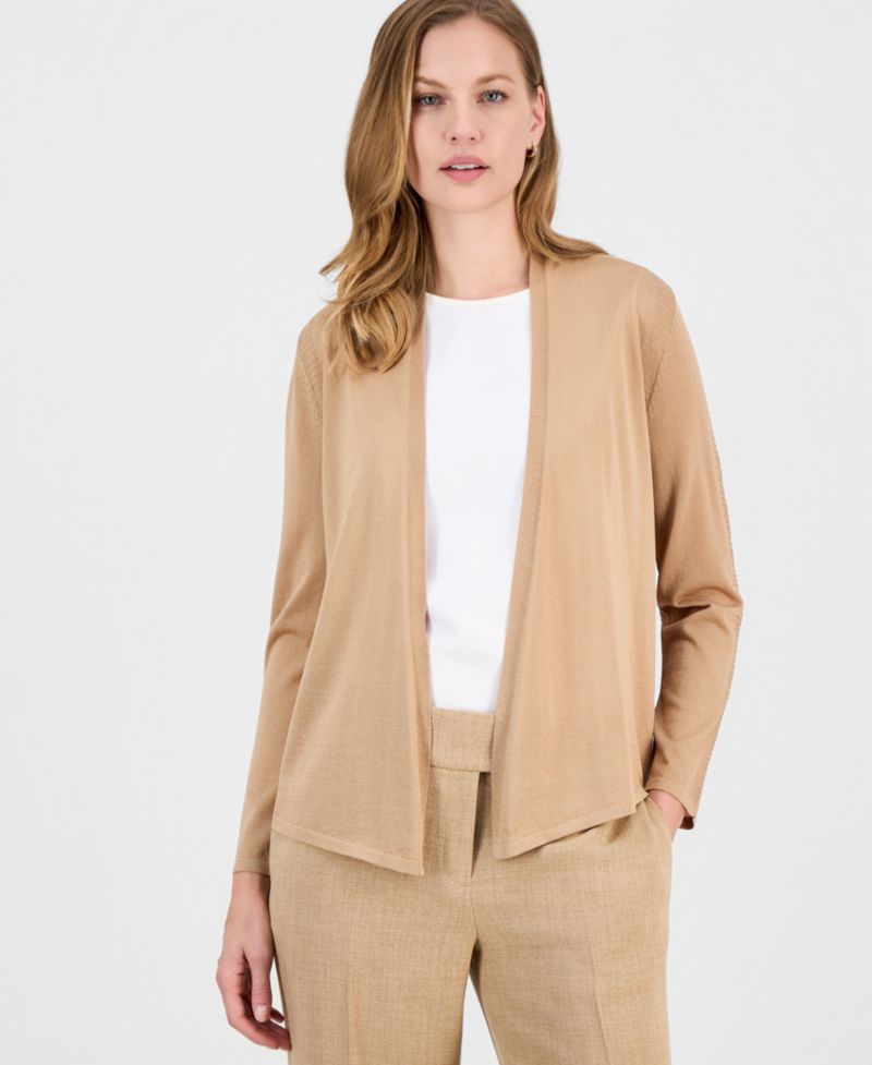 Women's Stitch-Detail Open-Front Cardigan Sweater