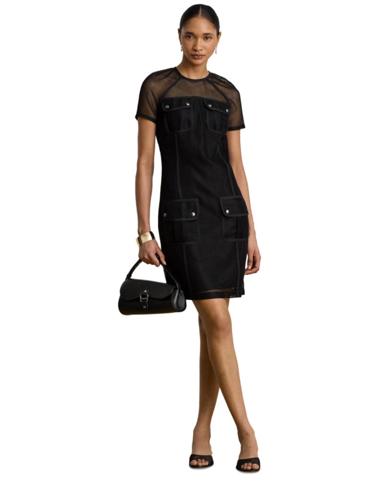 Women's Mesh Short-Sleeve Shift Dress