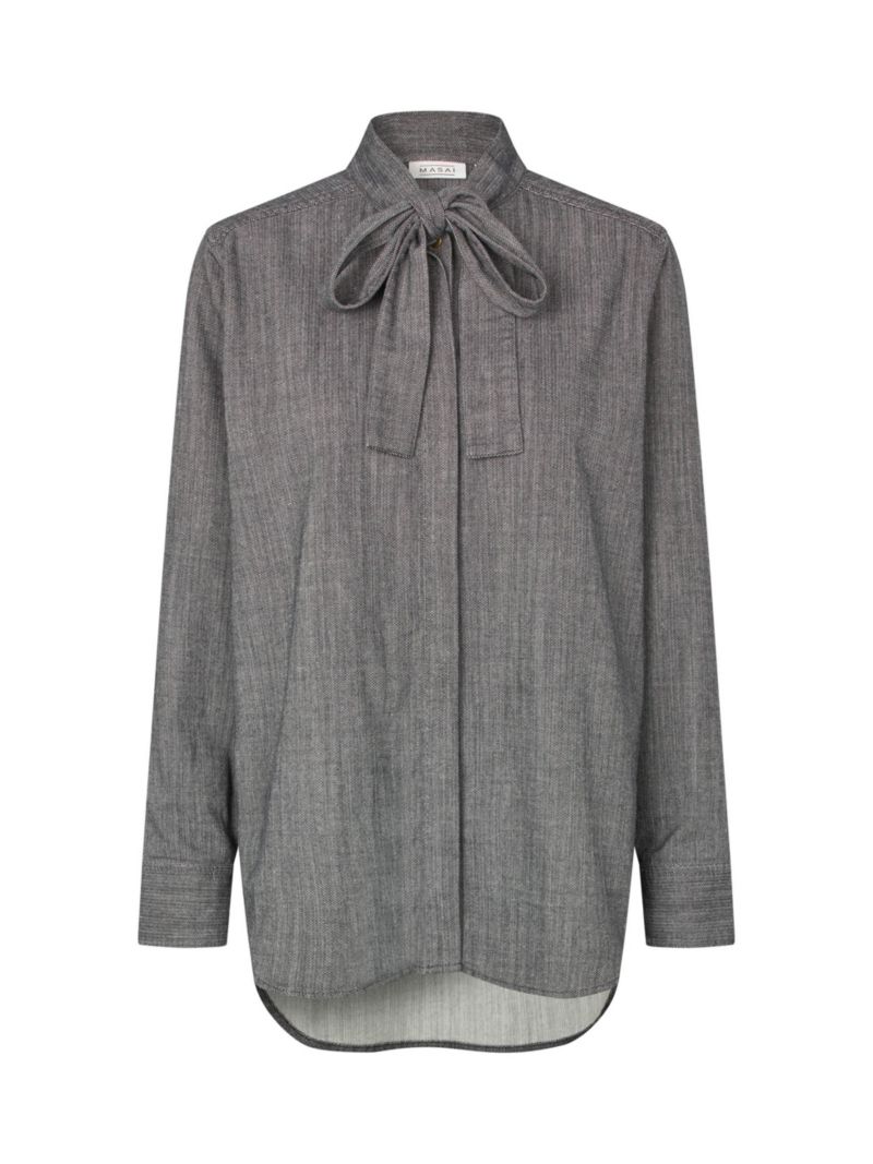 Women's Long Sleeve Neck Tie Shirt