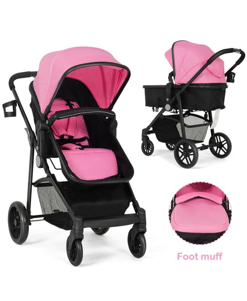 2-in-1 Baby Pushchair with Foldable Design for Newborn Infants