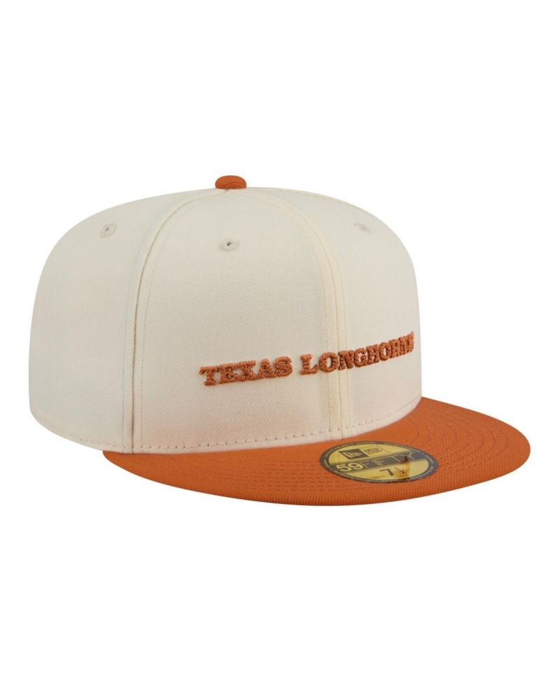Men's Cream/Texas Orange Texas Longhorns Two-Tone Script 59FIFTY Fitted Hat