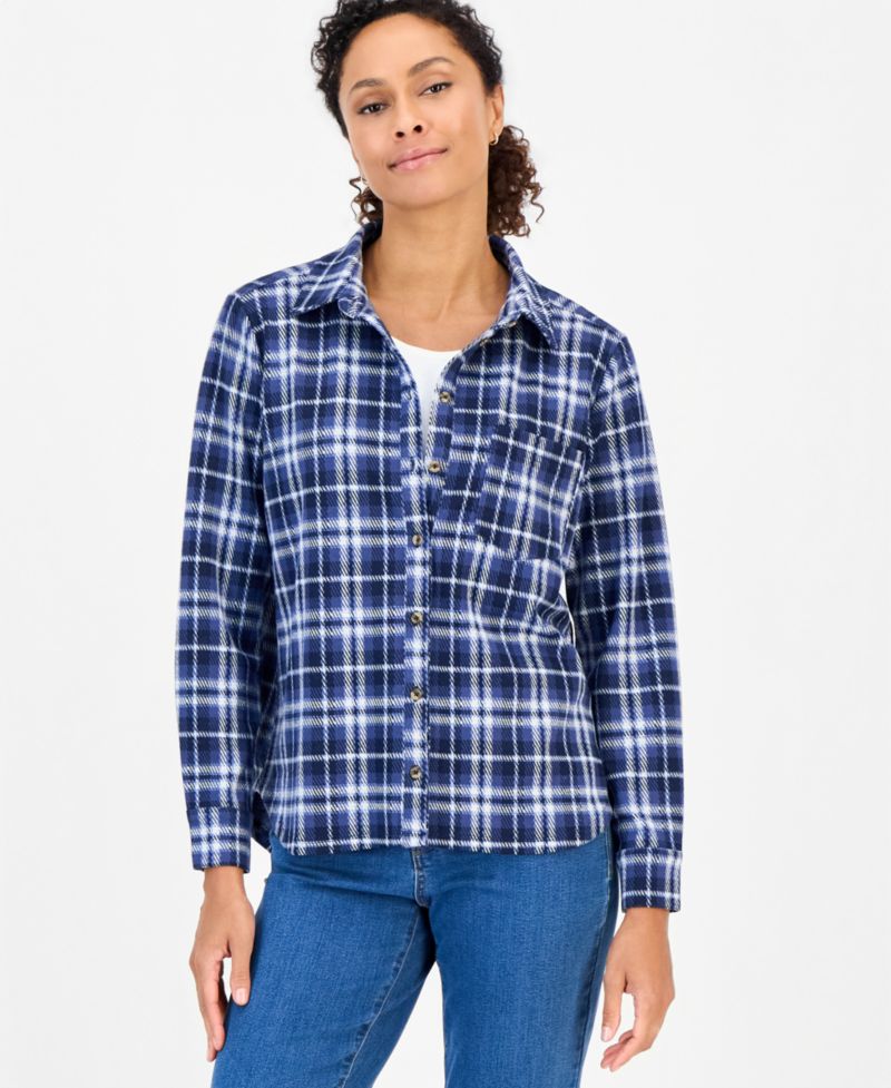 Women's Plaid Flannel Knit Shacket