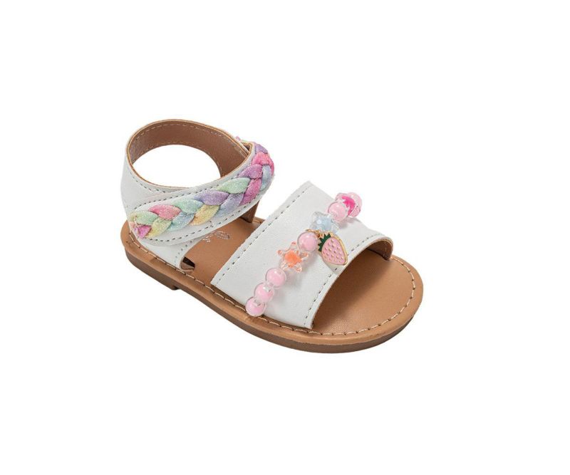 Toddler Girl's Fashion Sandals - Dressy Shoes with Glitter Braid and Bracelet Accent