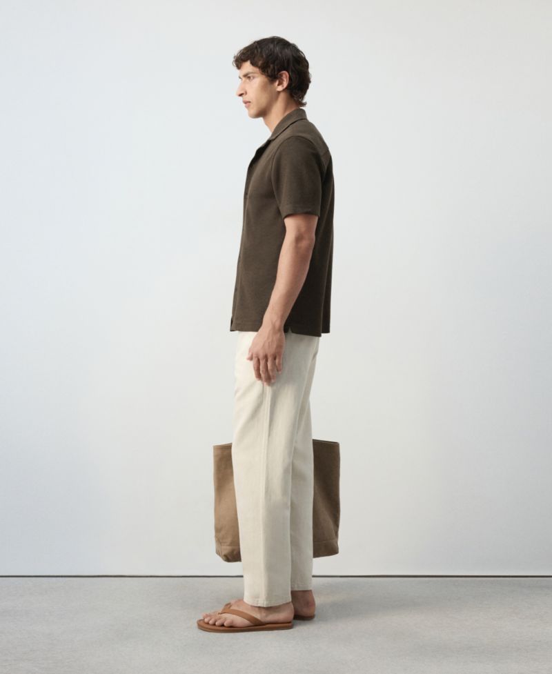 Men's Textured Cotton-Blend Short-Sleeve Button-Down Shirt