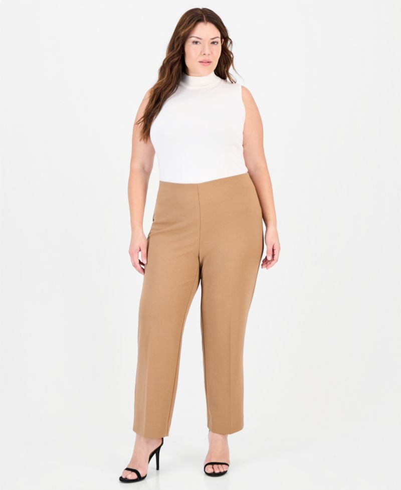 Plus Size Hollywood Waist Pull-On Mid-Rise Pants