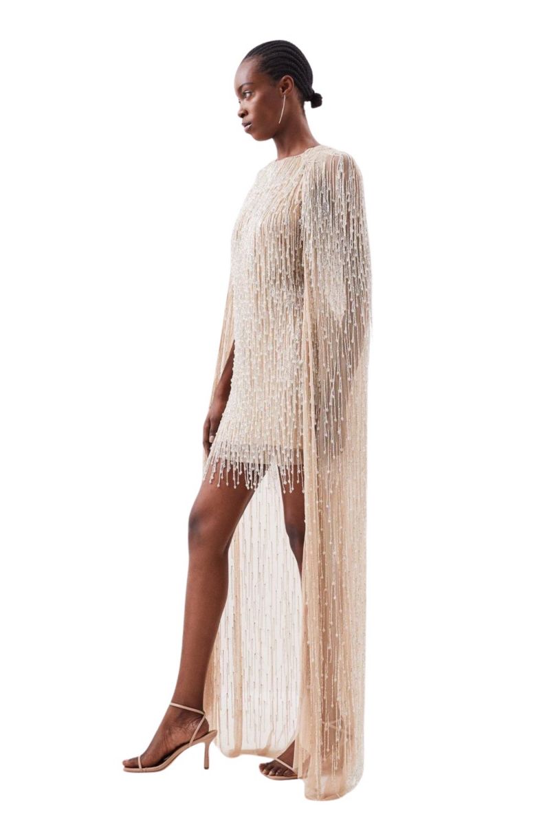 Women's Fringe Cape Mini Dress