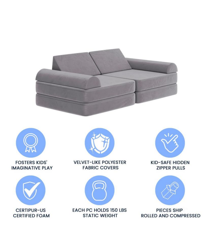 Conner Modular Play Couch For Kids With Convertible 6-Piece Design And Soft Foam Cushions
