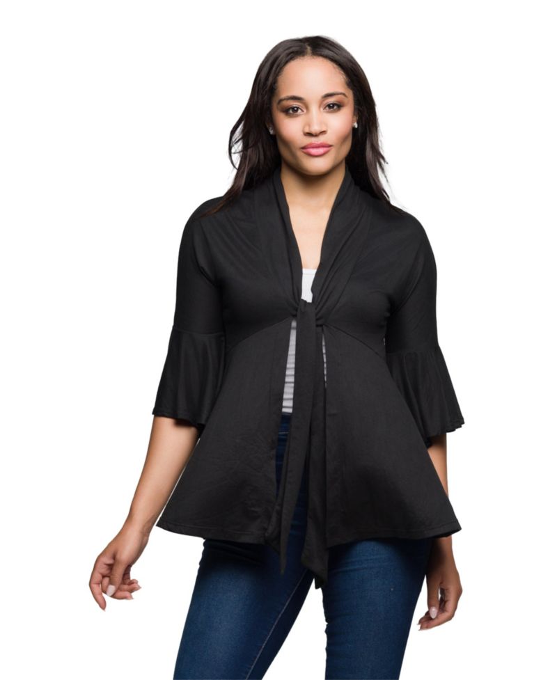 Women's Tie Front Bell Sleeve Top