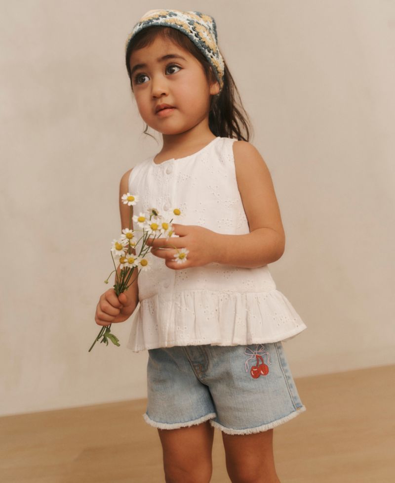 Toddler Girls' 2T-5T Bow Cherry Denim Shorts