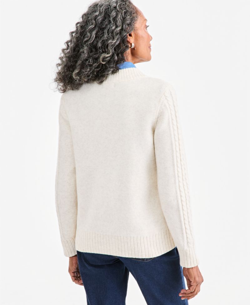 Women's Cable-Knit V-Neck Boyfriend Cardigan