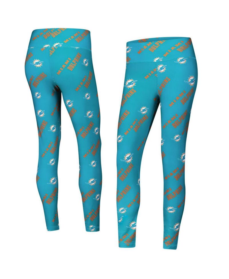 Women's Aqua Miami Dolphins Breakthrough Allover Print Knit Sleep Leggings