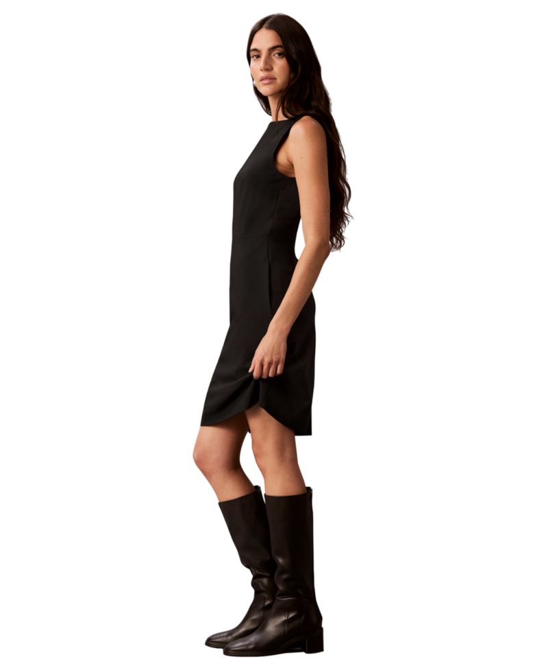 Women's Sleeveless Boat Neck Flared Mini Dress